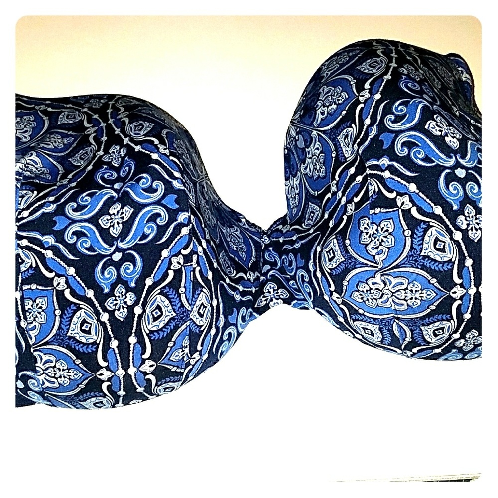 Blue and white cacique bra